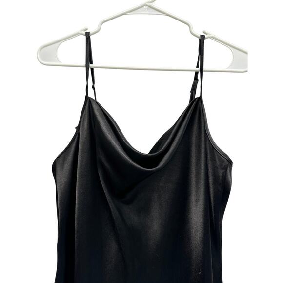 Bebe Black Satin Cowl Neck Slip Dress – Y2K Coquette Medium Whimsigoth Fairygoth - Picture 2 of 11